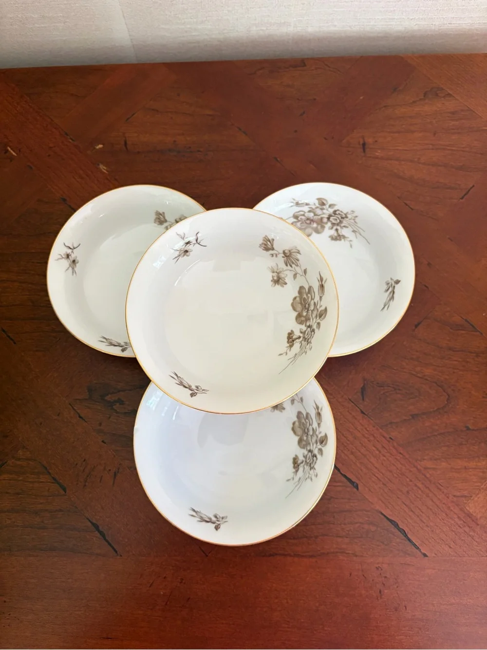 Vintage Johann Haviland Twilight Rose Set of 4 Berry Bowls, Bavaria Germany,